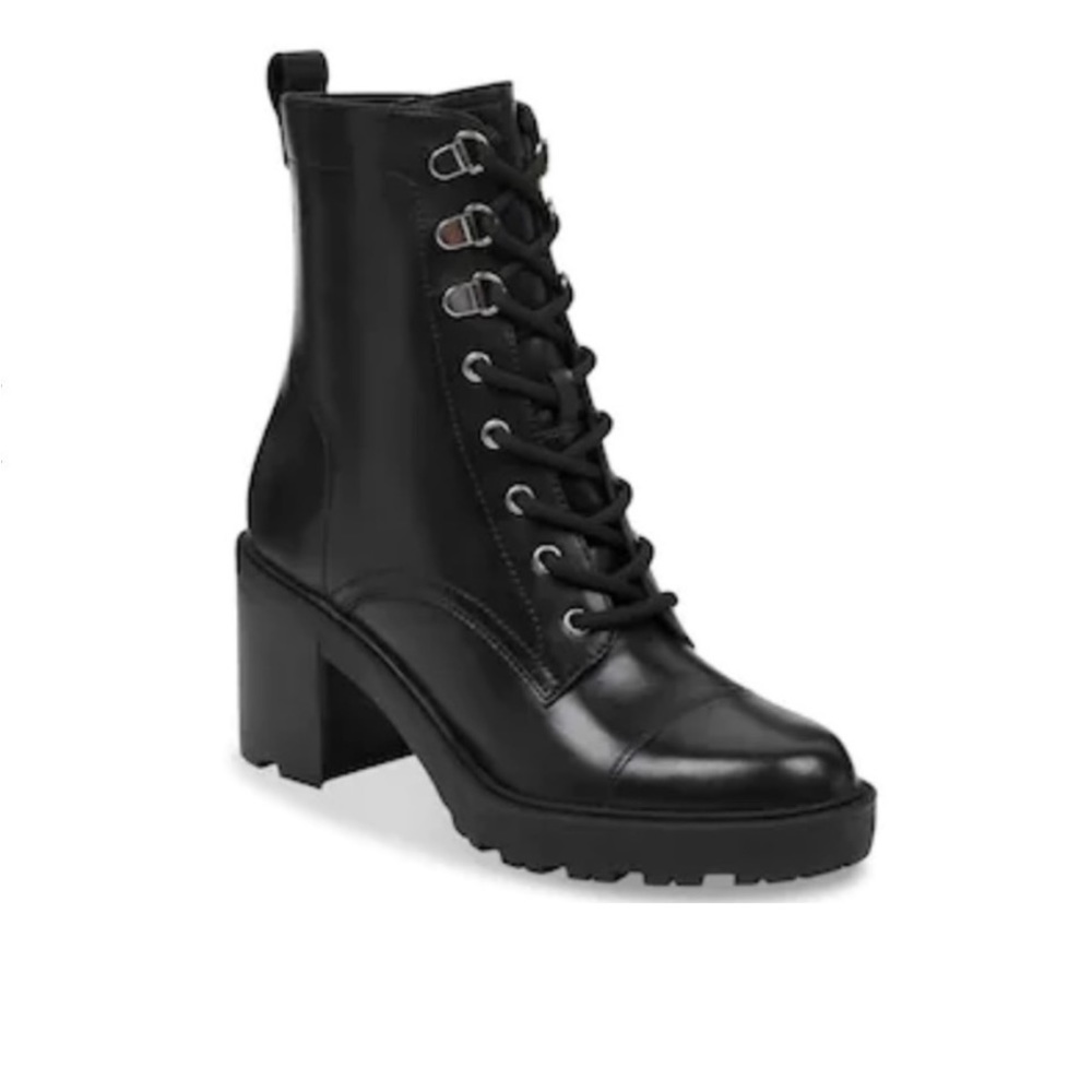 Heeled Combat Booties - Black - 8